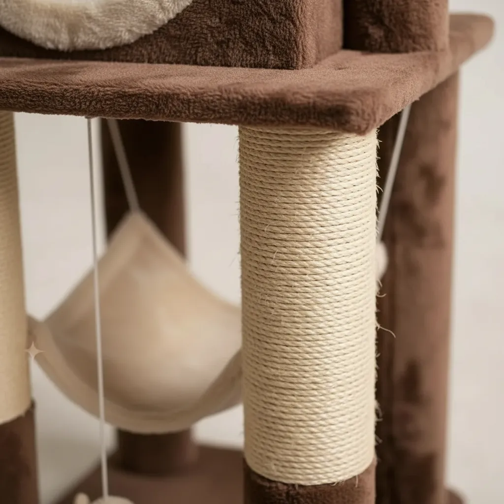 Gimnasio Rascador Para Gatos 130cm 4 Niveles Con Casa miniatura 2