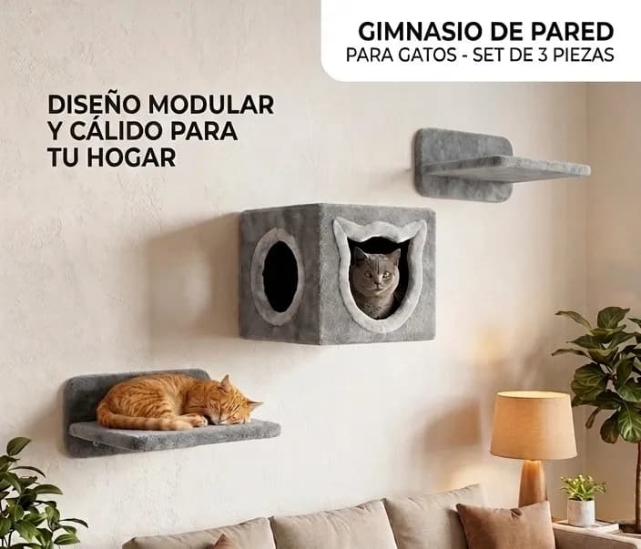 Gimnasio De Pared Para Gatos Set 3 Piezas  miniatura 3