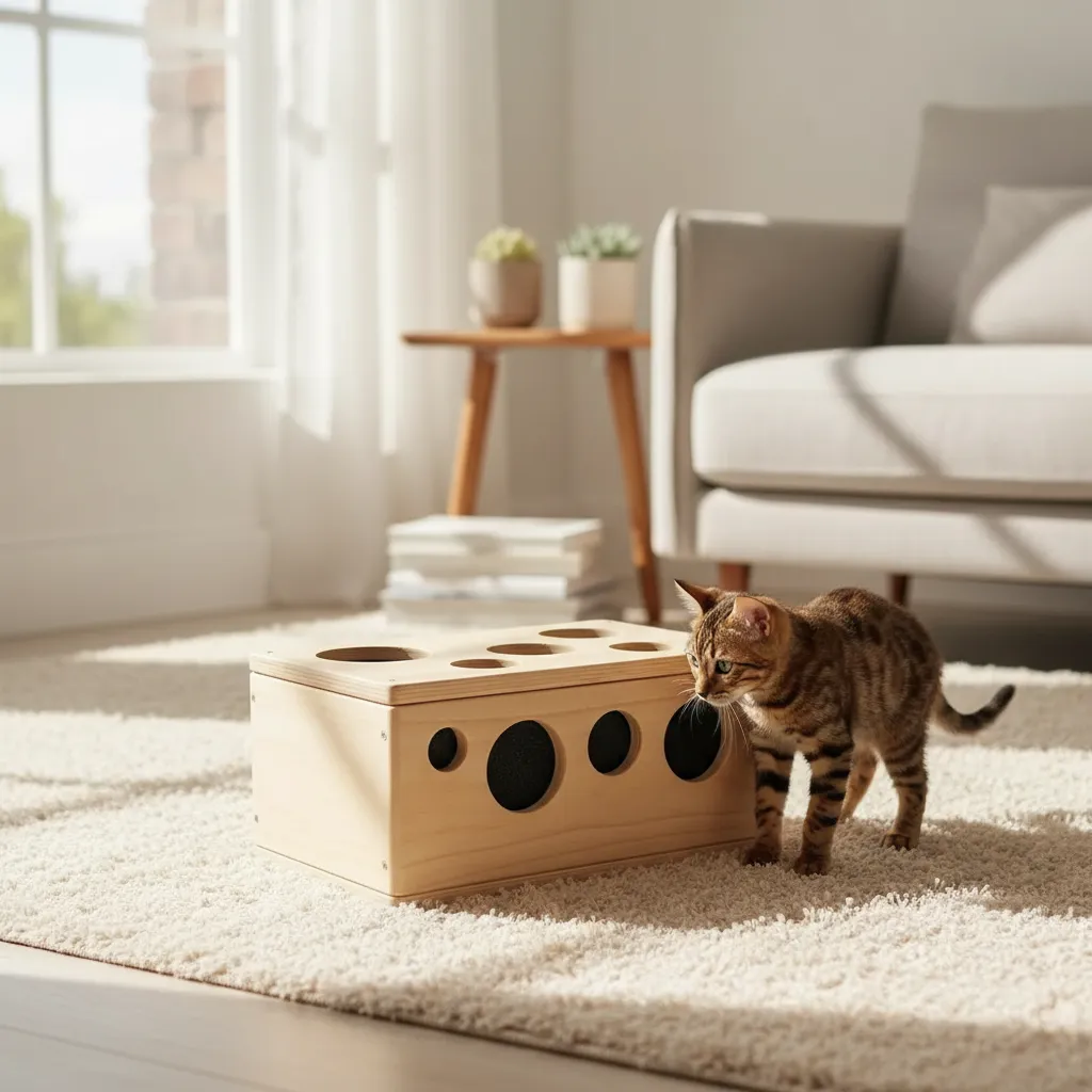 Juguete Interactivo Caja En Madera Para Limar Uñas De Gatos miniatura 2