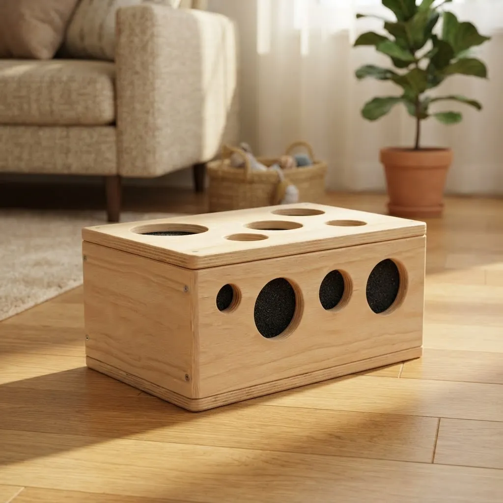 Juguete Interactivo Caja En Madera Para Limar Uñas De Gatos miniatura 3