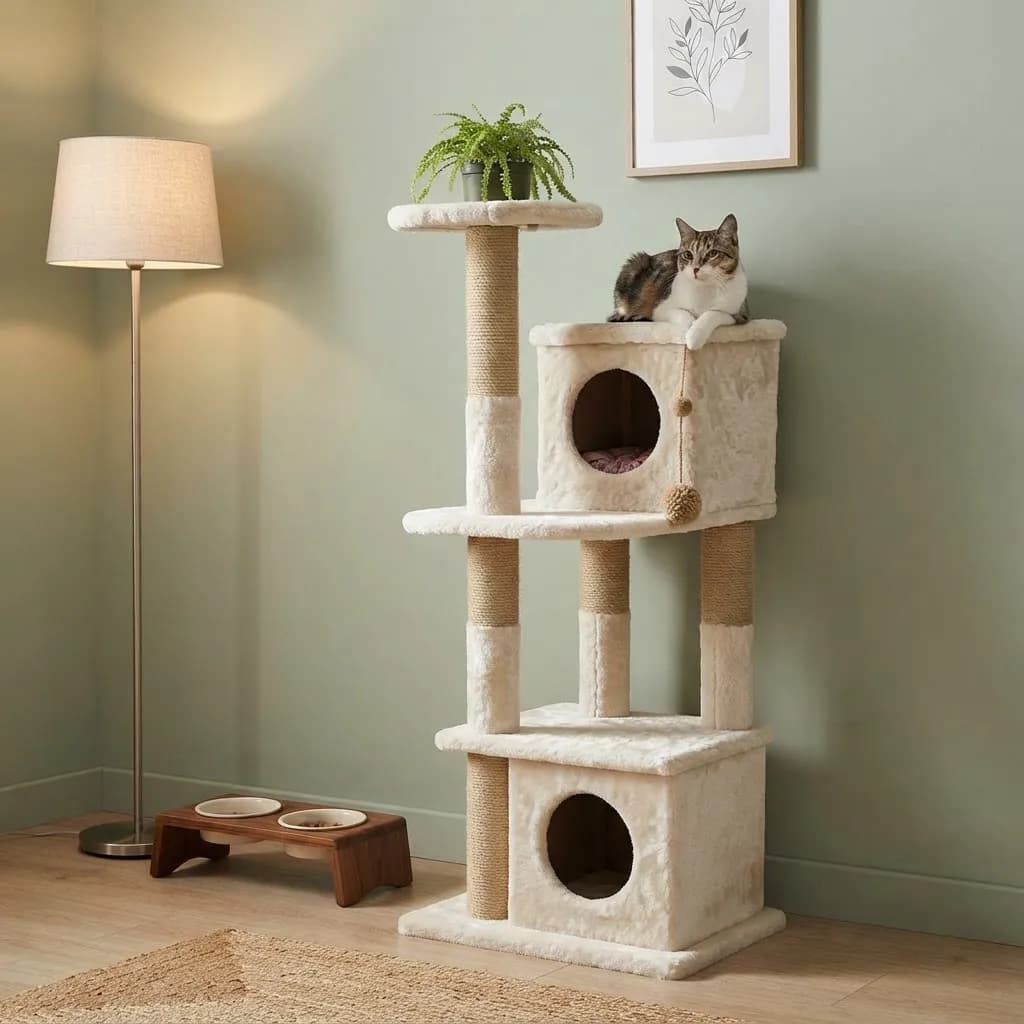 Gimnasio Rascador Para Gatos Con 2 Casas Y 5 Niveles miniatura 2