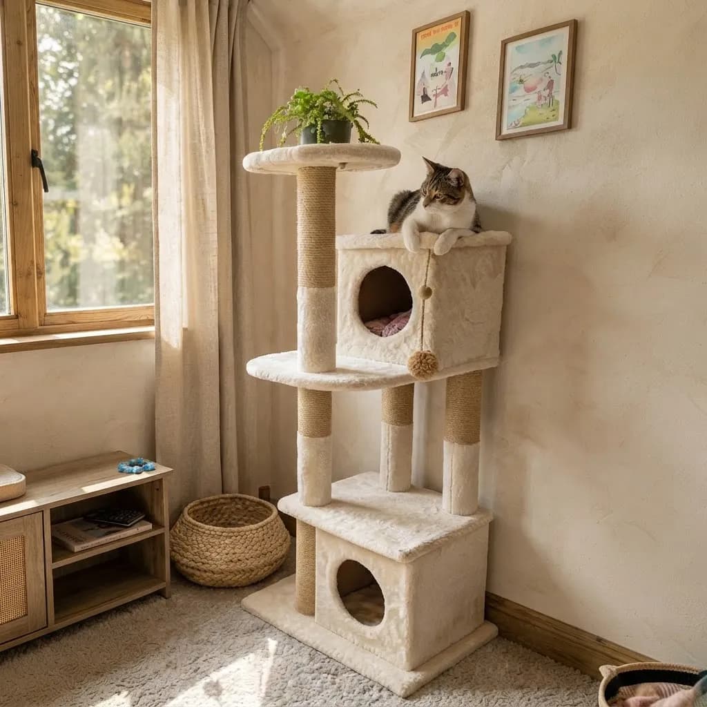 Gimnasio Rascador Para Gatos Con 2 Casas Y 5 Niveles miniatura 5
